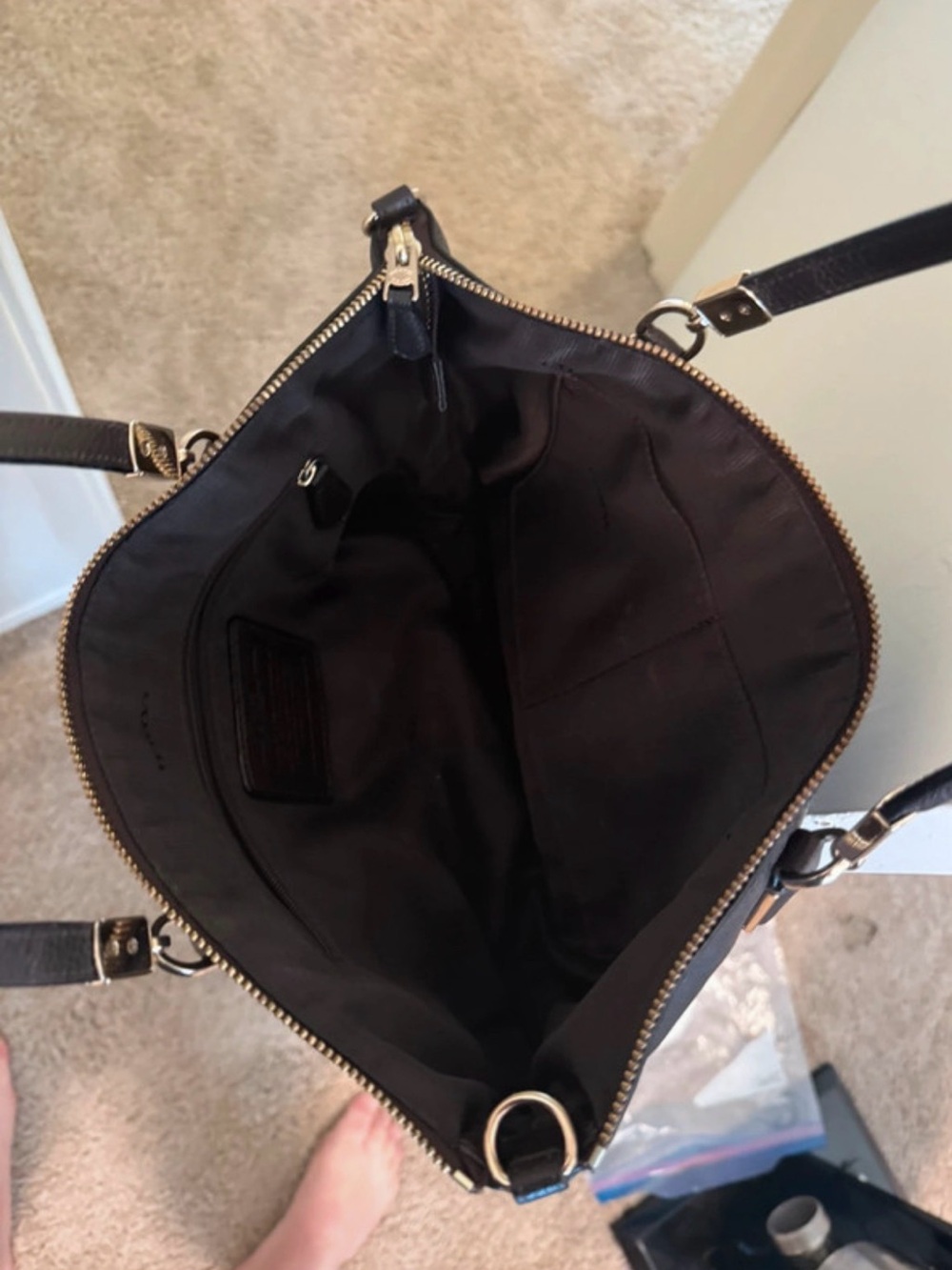Coach Black Pebbled Leather Tote Bag - Picture 3 of 5